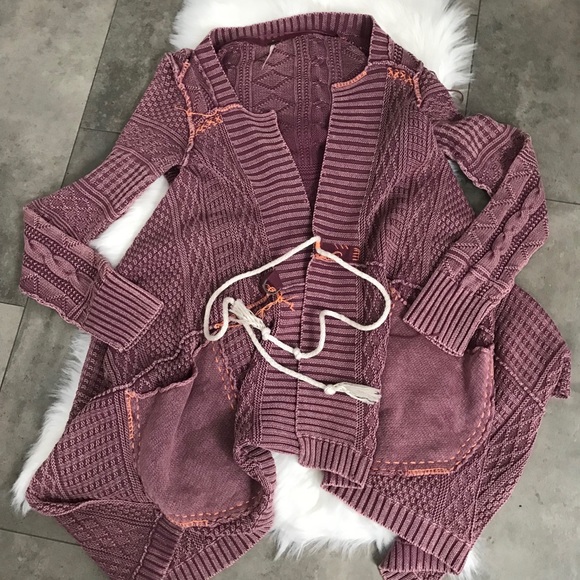 NWT {free people} mauve all washed out cardigan! - Picture 4 of 8